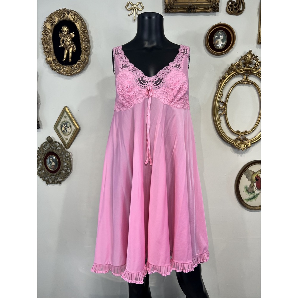 Magica Vintage Pink Lace Trim Nightgown Size 2